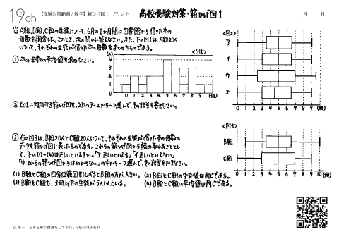 高校受験の数学（資料・データの活用の問題/箱ひげ図-1）